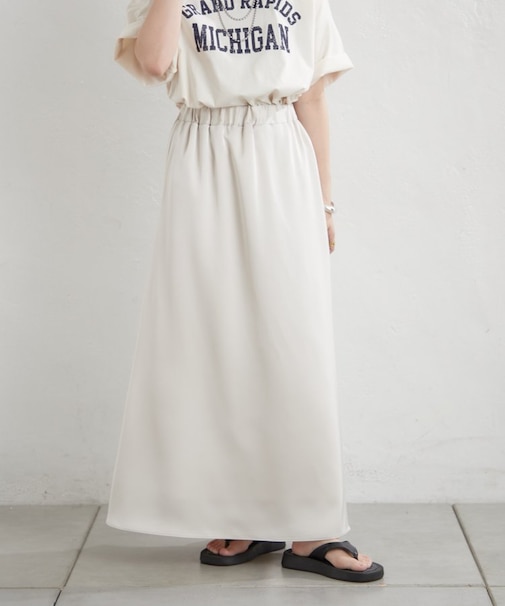 《無地/ドット》サテンマーメイドスカート