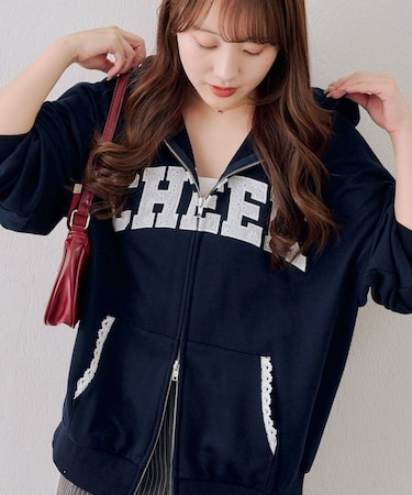 【continuer】レースロゴ裏毛パーカー