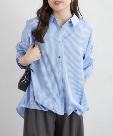 《人気シリーズ》段々袖タケノコタックブラウス