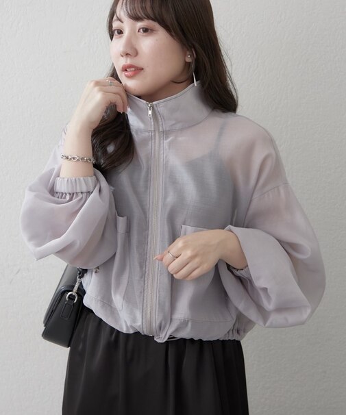 【選べる2デザイン】大人カジュアル、シアーブルゾン