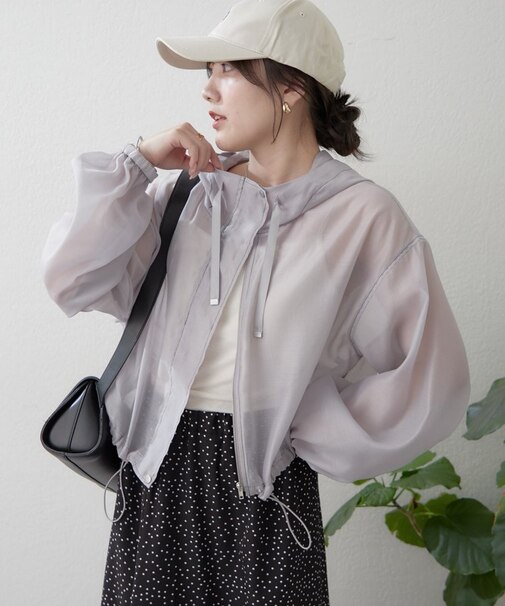 【選べる2デザイン】大人カジュアル、シアーブルゾン