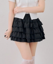 【continuer】ふんわり揺れる、ティアードフリルミニスカート