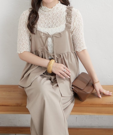 【2枚SET】前リボンビスチェセットアップ