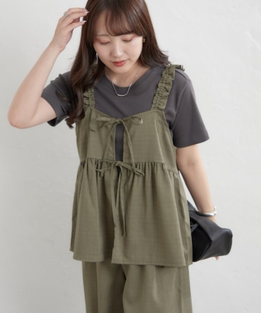 【2枚SET】前リボンビスチェセットアップ