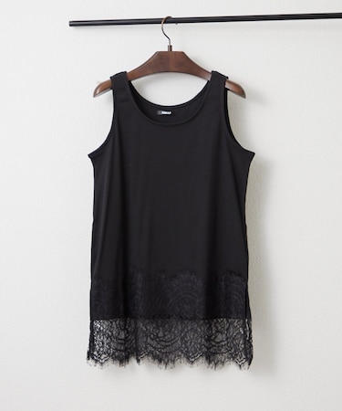 【人気デザイン、レイヤードにおすすめ！】リブ裾レースタンク