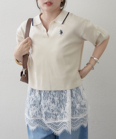 【U.S. POLO ASSN. ×RMAF】スキッパー衿ポロニット