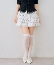 【continuer】ドットレースティアードミニスカート