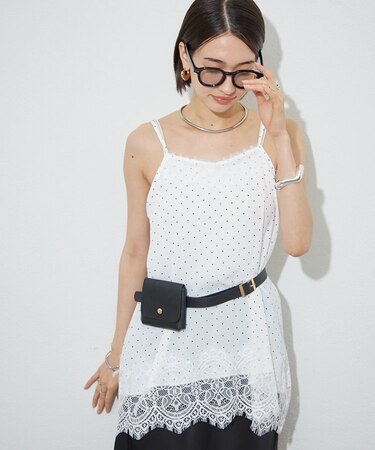 【ドット、花柄から選べる♪】アソート柄レースキャミチュニック