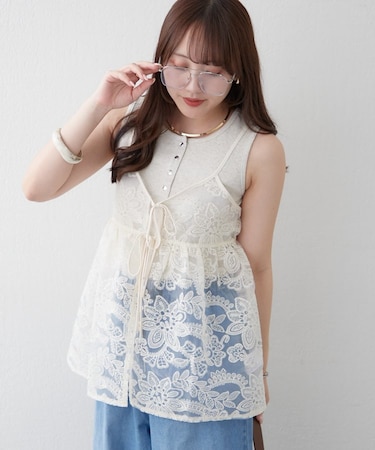 レースキャミチュニックブラウス