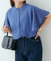 【OUTLET限定】【continuer】袖フレアーバンドカラーシャツ