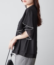 【OUTLET限定】【continuer】袖フレアーバンドカラーシャツ