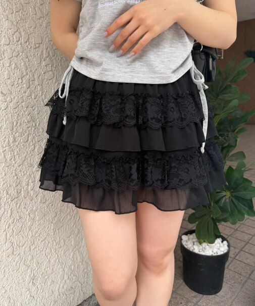 【continuer de】レース×シフォンミニスカート
