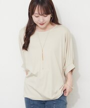 【取り外し可能】タッセルチャーム付ネックレス刺繍Tシャツ