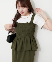 【SET ITEM】シャーリングワンピース+テレコTシャツ