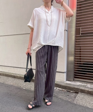 【毎日履きたくなる】ストライプジャガードイージーパンツ