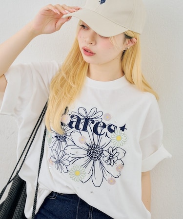【ANOTHER BRANCH】お花×ラインストーンBIGTシャツ