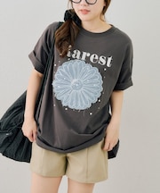 【ANOTHER BRANCH】お花×ラインストーンBIGTシャツ