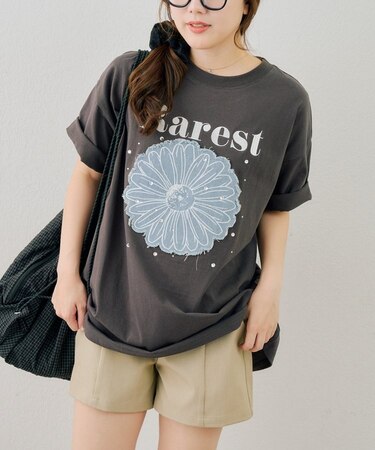 【ANOTHER BRANCH】お花×ラインストーンBIGTシャツ
