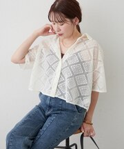 レースクロップドシャツ