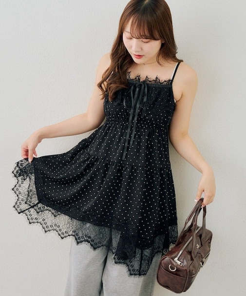 【continuer】レース付アソートキャミチュニック