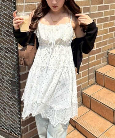 【continuer】レース付アソートキャミチュニック