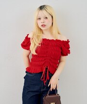 【continuer】ドロストクシュクシュカットトップス