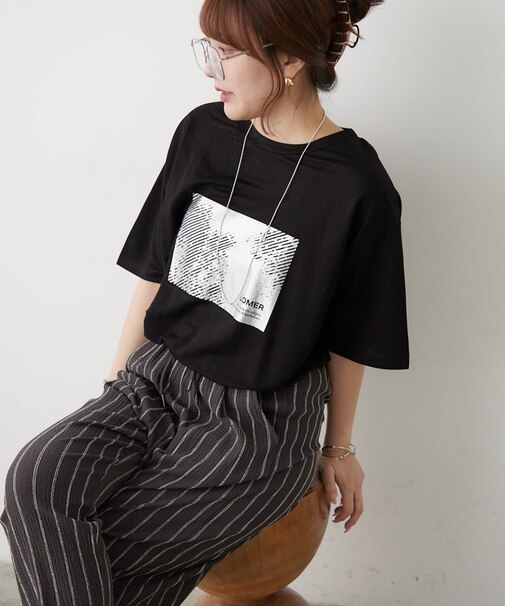 【ひんやりタッチ】カノコ箔かすれプリントＴシャツ