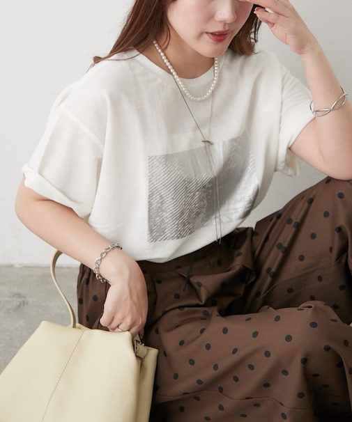 【ひんやりタッチ】カノコ箔かすれプリントＴシャツ