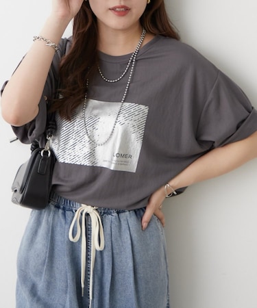 【ひんやりタッチ】カノコ箔かすれプリントＴシャツ