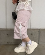 【continuer】リボンカーゴハーフ裏毛パンツ