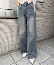【continuer】キラキラロゴバギーデニムパンツ