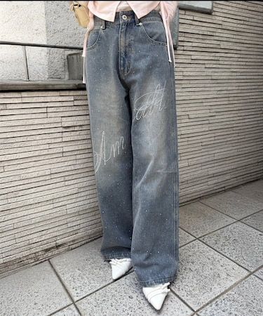 【continuer】キラキラロゴバギーデニムパンツ
