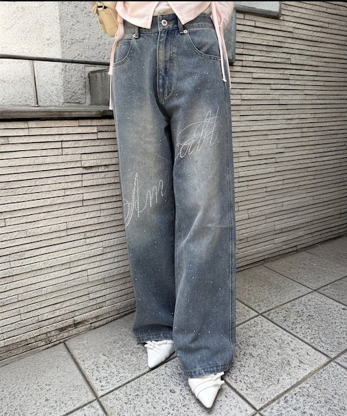 【continuer】キラキラロゴバギーデニムパンツ