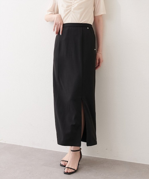 【natural couture】きれいめポンチサイドスリットタイトスカート