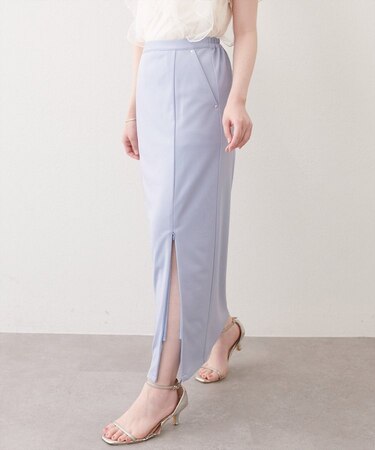 【natural couture】きれいめポンチサイドスリットタイトスカート
