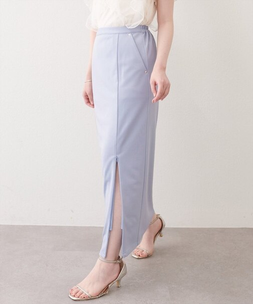 【natural couture】きれいめポンチサイドスリットタイトスカート