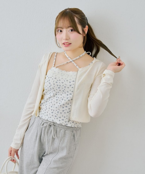 【UVカット率90％】刺しゅうUVカットスクエアパーカー