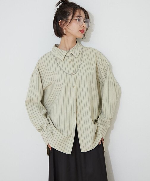 ピーチストライプシャツ