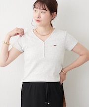 【柔らかめなテレコ素材で伸縮性良好】ヘンリーVネックTシャツ