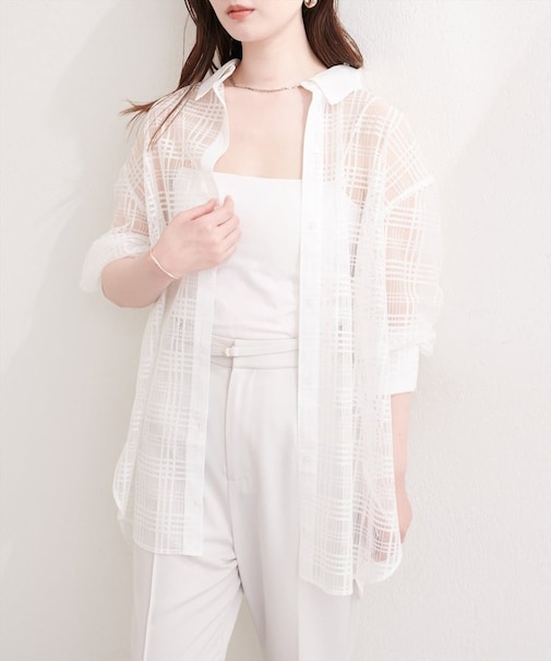 【natural couture】シアーチェックシャツ