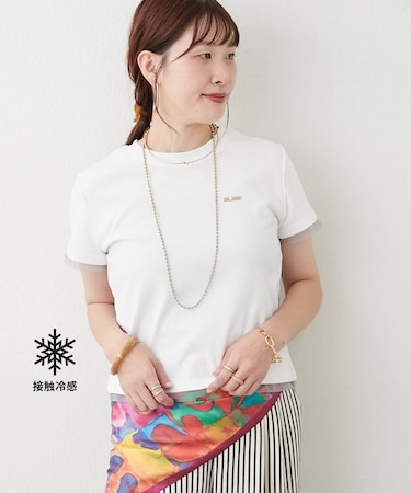接触冷感チュール切替Tシャツ