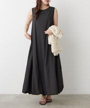 【OTONA】美シルエットノースリバルーンワンピース