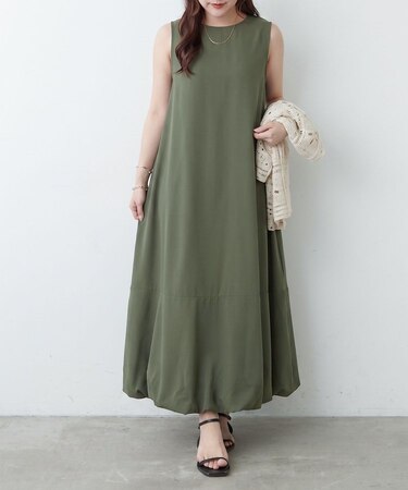 【OTONA】美シルエットノースリバルーンワンピース