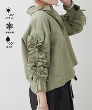 【360度美シルエット】華奢見え袖フリルギャザーシャツ