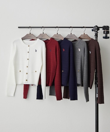 【U.S. POLO ASSN.】ケーブルニットカーディガン