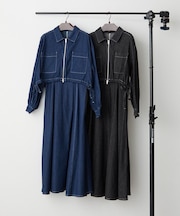 【アンサンブル】デニムブルゾン＋キャミワンピ