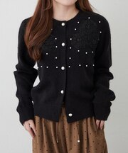 モチーフ刺繍カーディガン