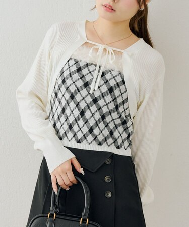 【continuer】フェイクファー付キャミ&ボレロニットセット