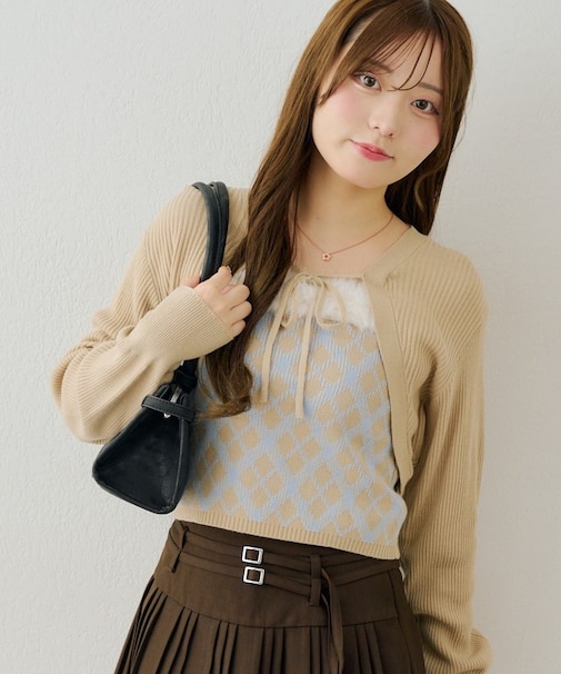 【continuer】フェイクファー付キャミ&ボレロニットセット