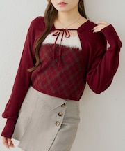 【continuer】フェイクファー付キャミ&ボレロニットセット